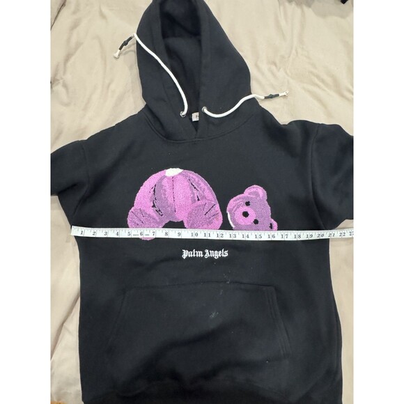Palm Angels Mens M Black Fleece Drawstring Sweatshirt Kill The Bear Hoodie - Picture 7 of 9